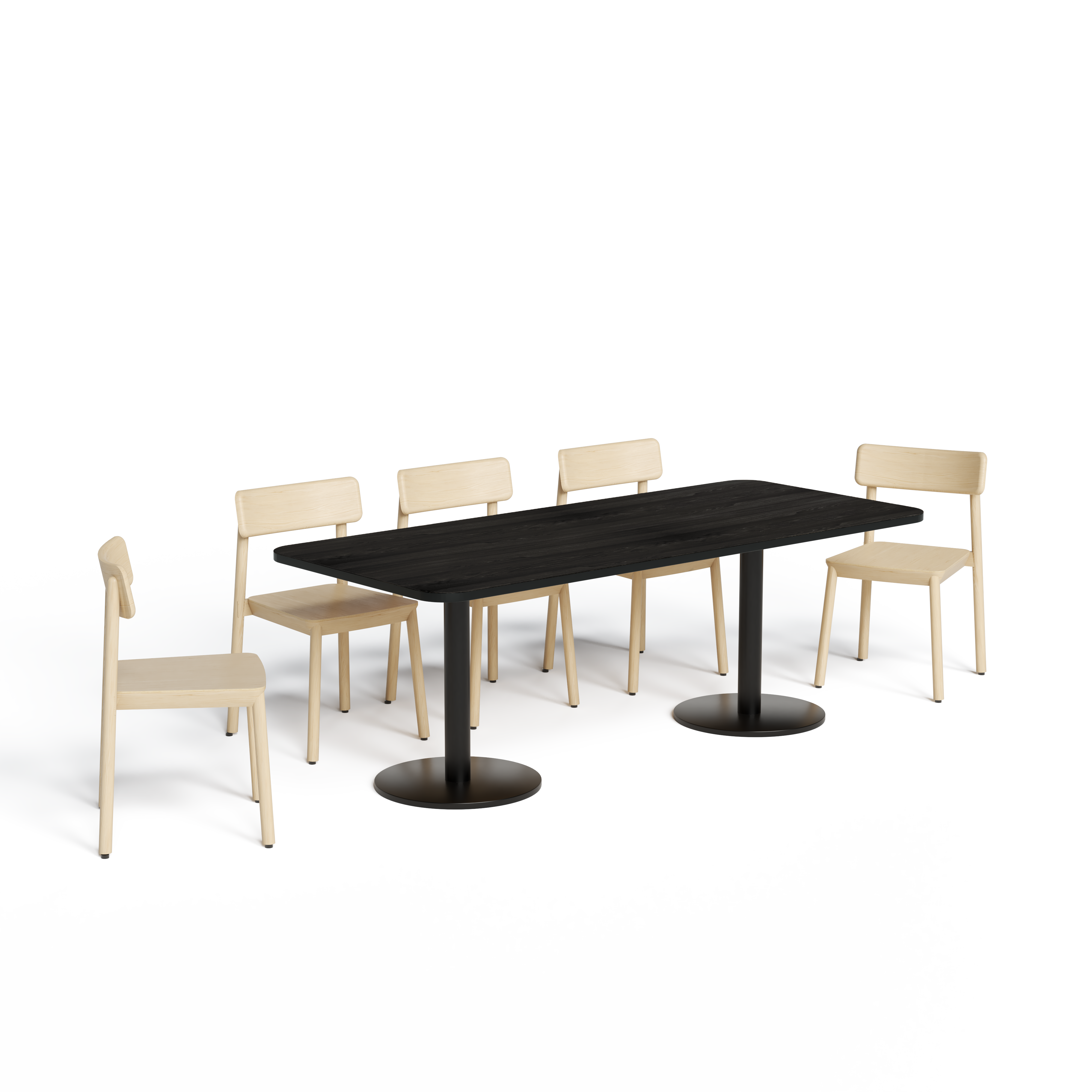 Disc Base Table with Lucas Chair_Black_Wood