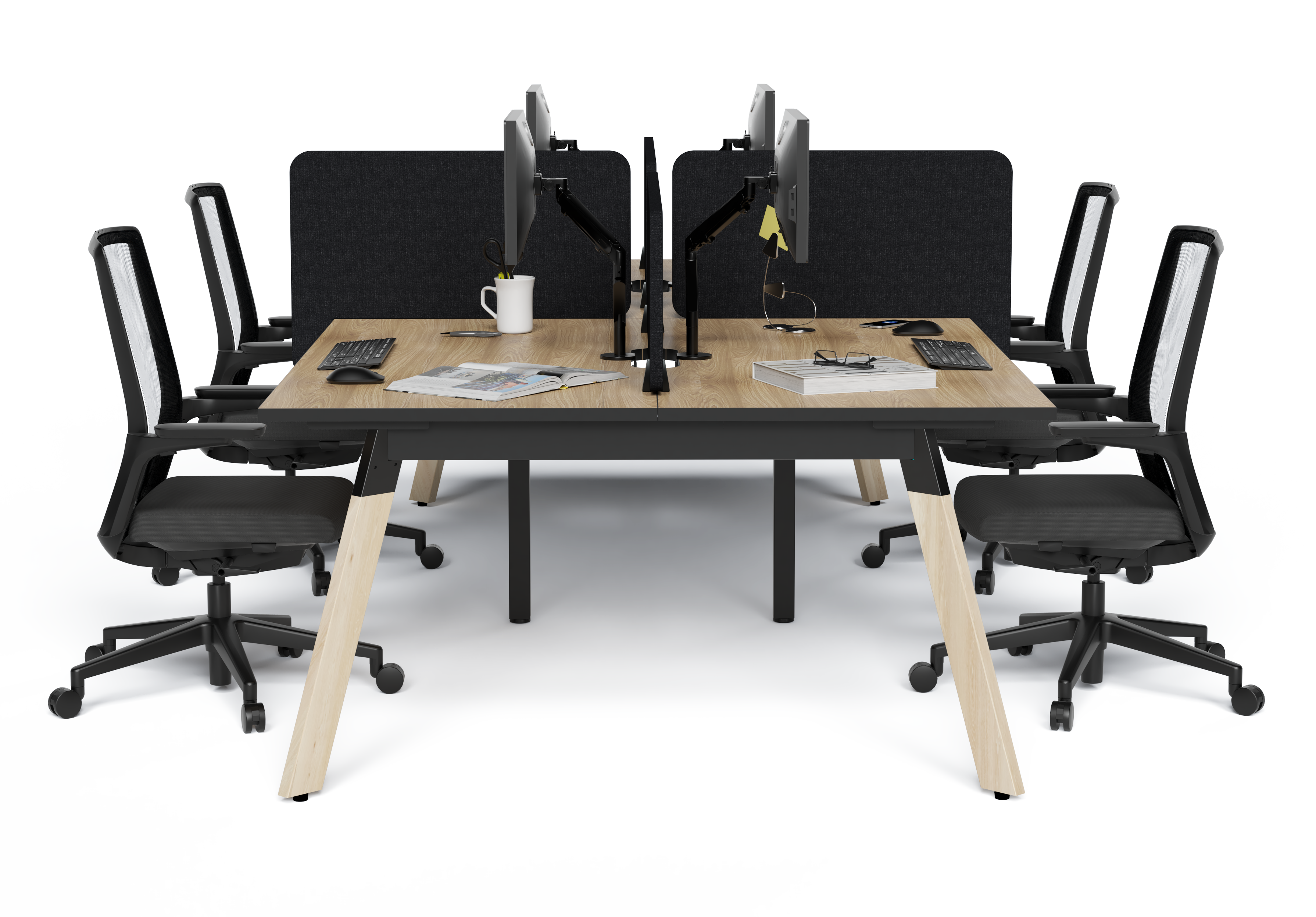Linear Double Inline Desking - Black EDY Chair