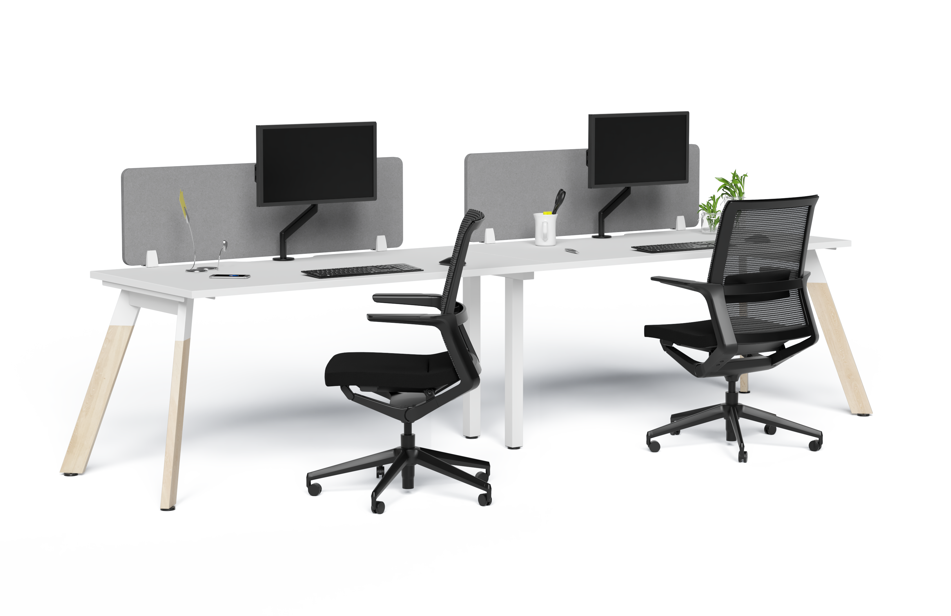 Linear Single Inline Desking - Black MILA chair copy